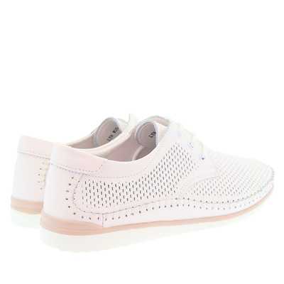 Białe półbuty sportowe skórzane perforowane sznurowane 