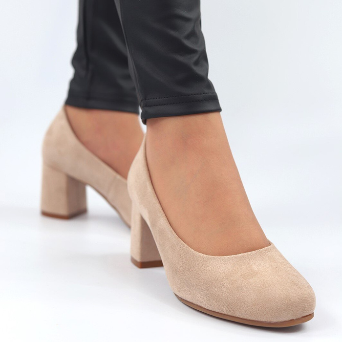 Бежеві замшеві човники на високому каблуці Potocki