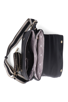 Чорна сумка-почтальон з екошкіри з сумкою Rieker