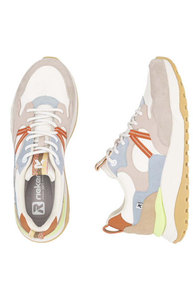 Багатоколірні шкіряні кросівки Rieker на шнурівці