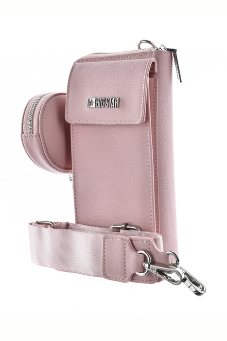 Mini portfel torebka różowa z ekoskóry z paskiem Big Star