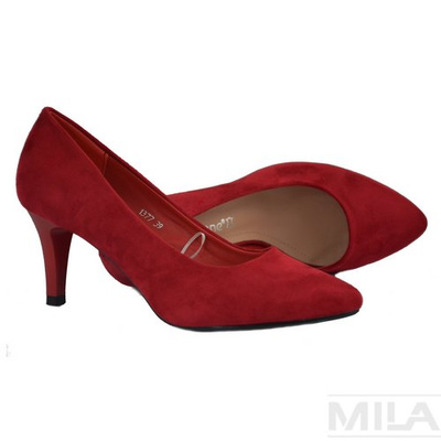 Замшеві туфлі на високих підборах Sergio Leone - темно-червоні 1377