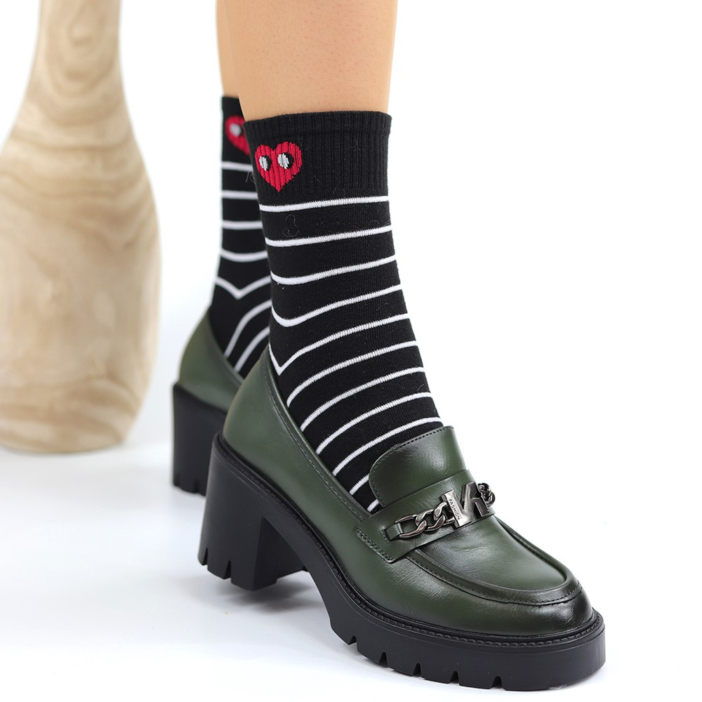 Зелені жіночі мокасини сліпони з колодкою і платформою 