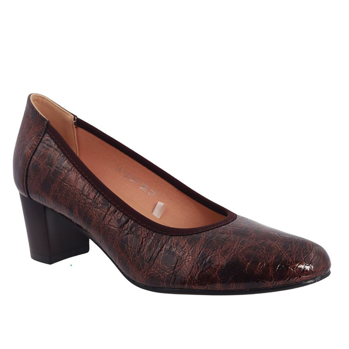 Коричневі лаковані човники з блоком Vinceza