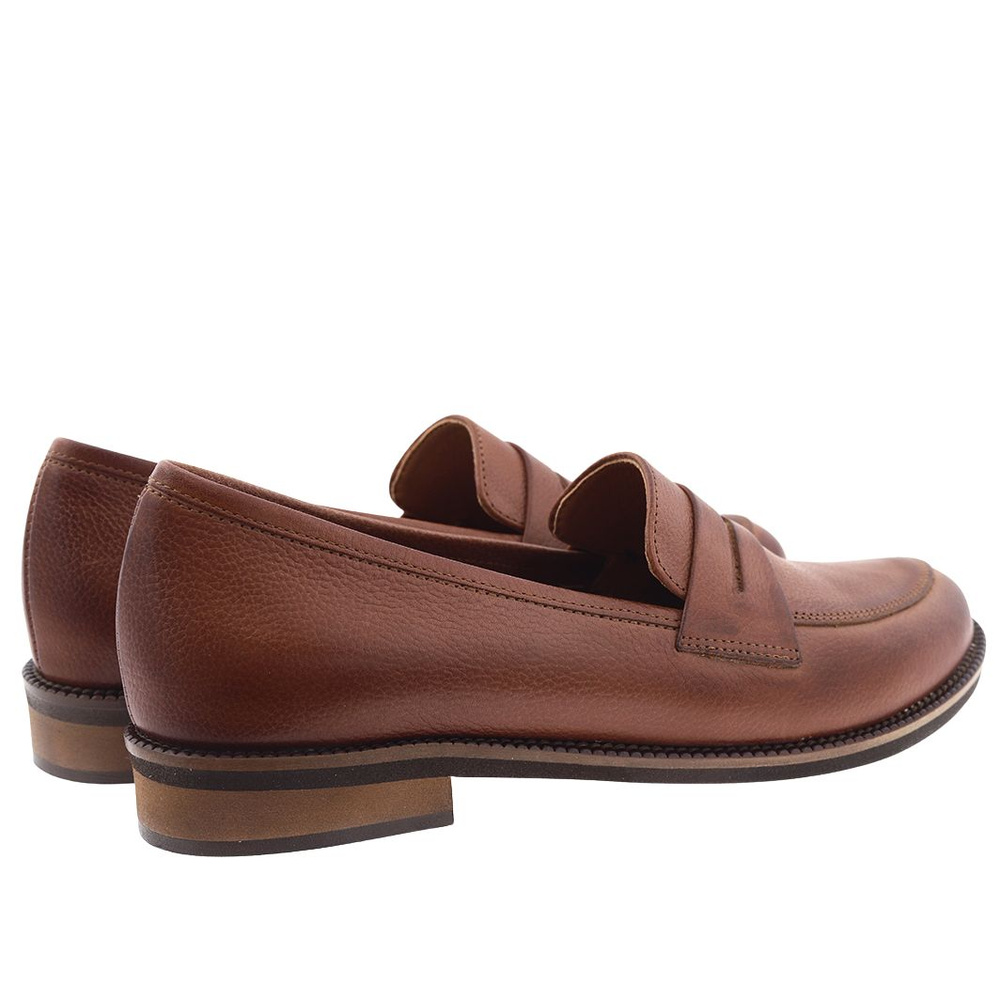 Cognac rustic Вишукані шкіряні мокасини на плоскій підошві