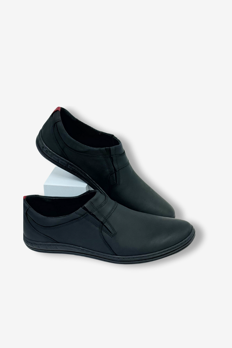 Męskie półbuty czarne skórzane Polskie