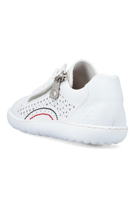 Półbuty sportowe skórzane ażurowe białe płaskie Rieker