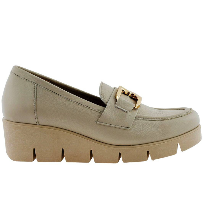 Półbuty damskie na koturnie w kolorze taupe Lemar