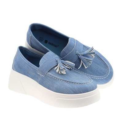 Сині туфлі з китицею на платформі M. Daszyński