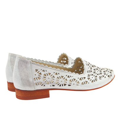 Baleriny skórzane srebrne Clasicco by Eska