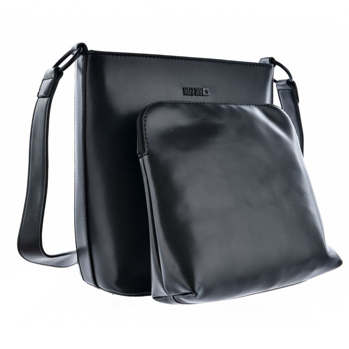 Чорна сумка-почтальон з косметичкою на довгому ремінці Big Star