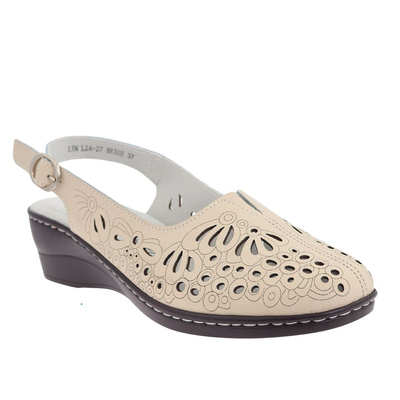 Бежеві ажурні шкіряні босоніжки від T. Sokolski