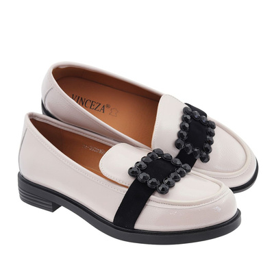 Сірі шкіряні плоскі мокасини з пряжкою