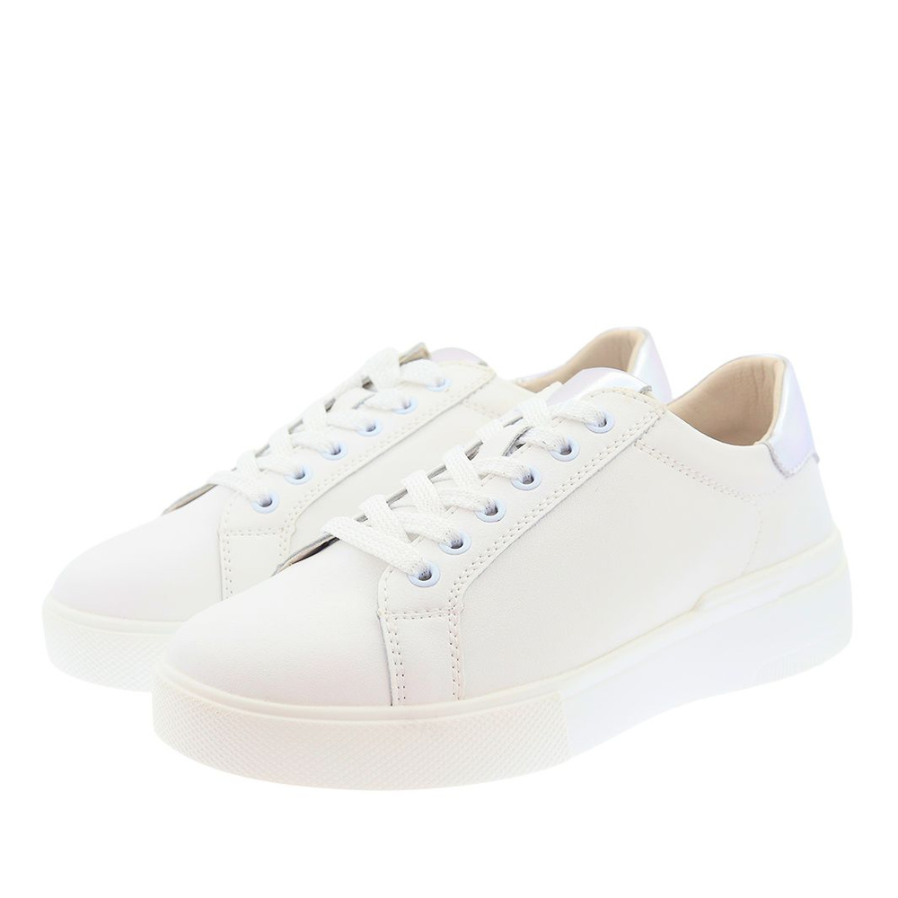 Sneakersy damskie skórzane białe na platformie 