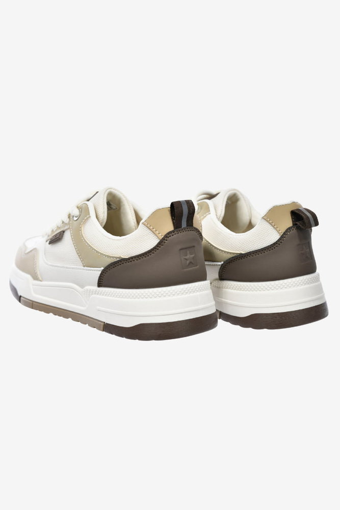 Sneakersy męskie beżowo białe na platformie