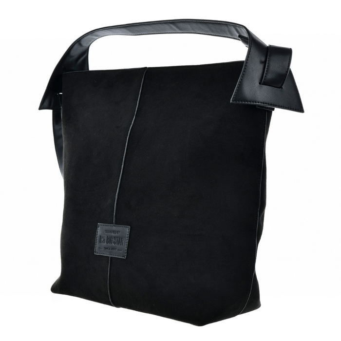 Czarna welurowa duża torba na podwójnym pasku Big Star