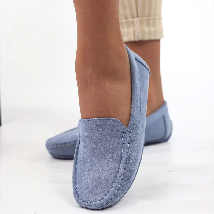 Mokasyny damskie wsuwane niebieskie Evento