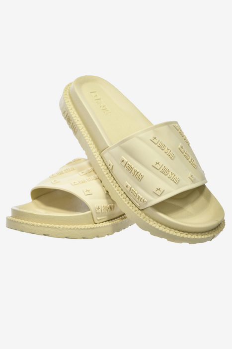 Klasyczne gumowe klapki beżowe z logo na platformie Big Star