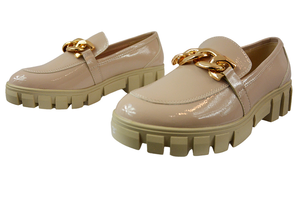 Бежеві лаковані мокасини Sergio Leone MK751