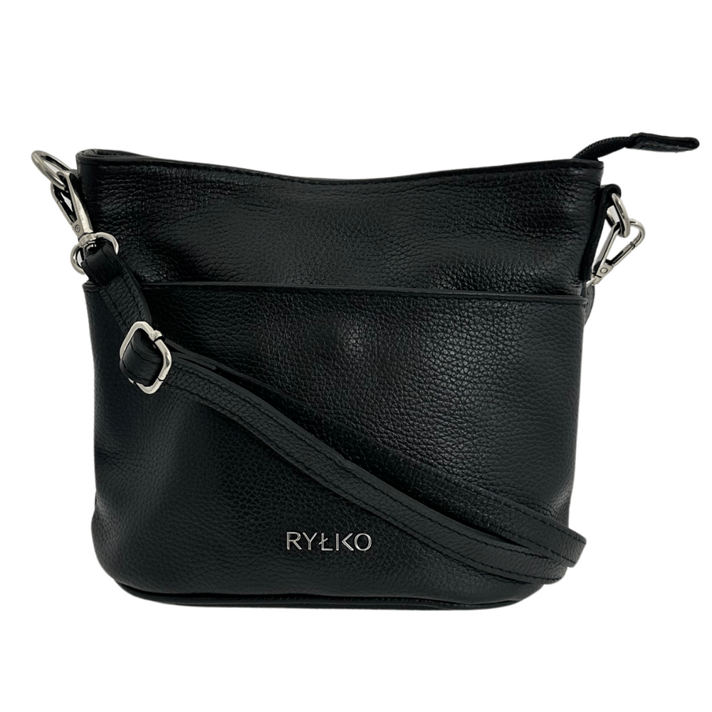 Маленька чорна шкіряна сумка Ryłko