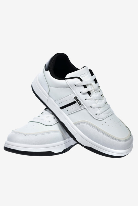 Sneakersy męskie biało czarne na platformie