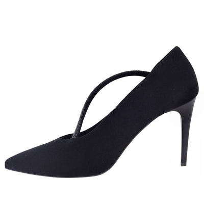 Елегантні чорні оксамитові туфлі Kaniowski на високих підборах 