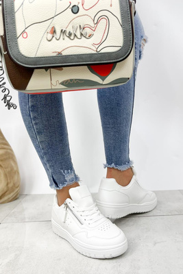 Buty sportowe damskie białe sznurowane na platformie