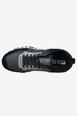 Czarne sneakersy męskie z ekoskóry i tkaniny Big Star