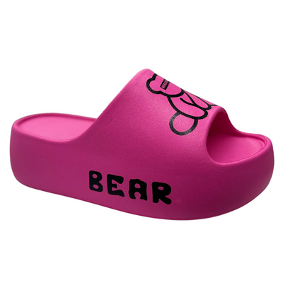 Klapki piankowe z niedźwiedziem w kolorze fuksji 