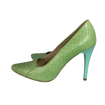Зелені шкіряні туфлі на високому каблуці Carinii