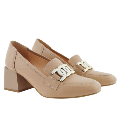 Класичні бежеві шкіряні човники на підборах Gamis