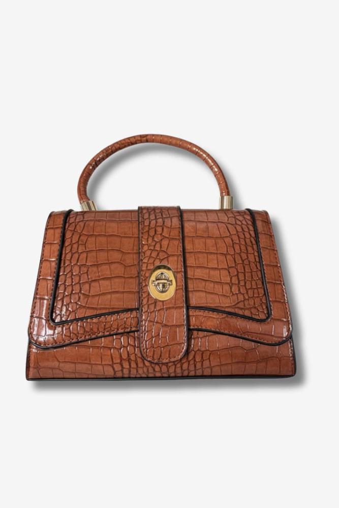 Damska torebka lakierowana do ręki i na ramię brązowa