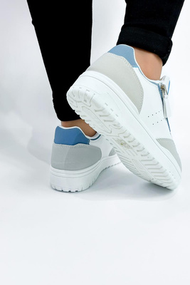 Biało niebieskie buty sportowe damskie z zamkiem