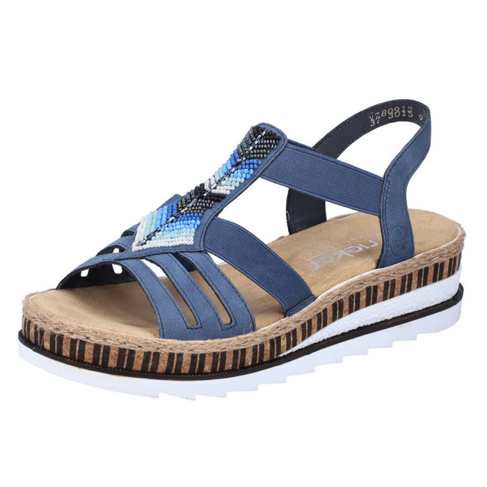 Сині босоніжки на танкетці Rieker