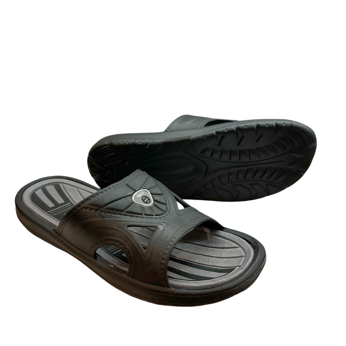 Чорно-сірі чоловічі шльопанці для басейну
