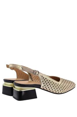 Eleganckie złote skórzane sandały ażurowe 