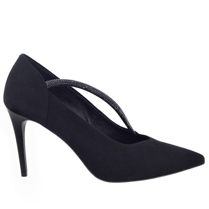 Елегантні чорні оксамитові туфлі Kaniowski на високих підборах