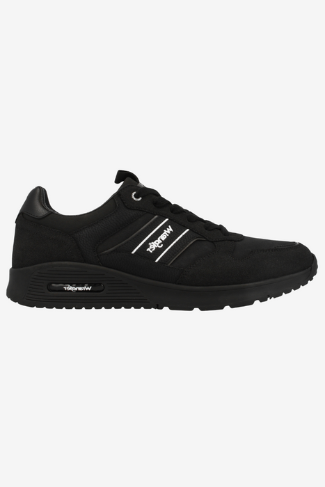 Trendy sneakersy męskie czarne z ekoskóry i zamszu