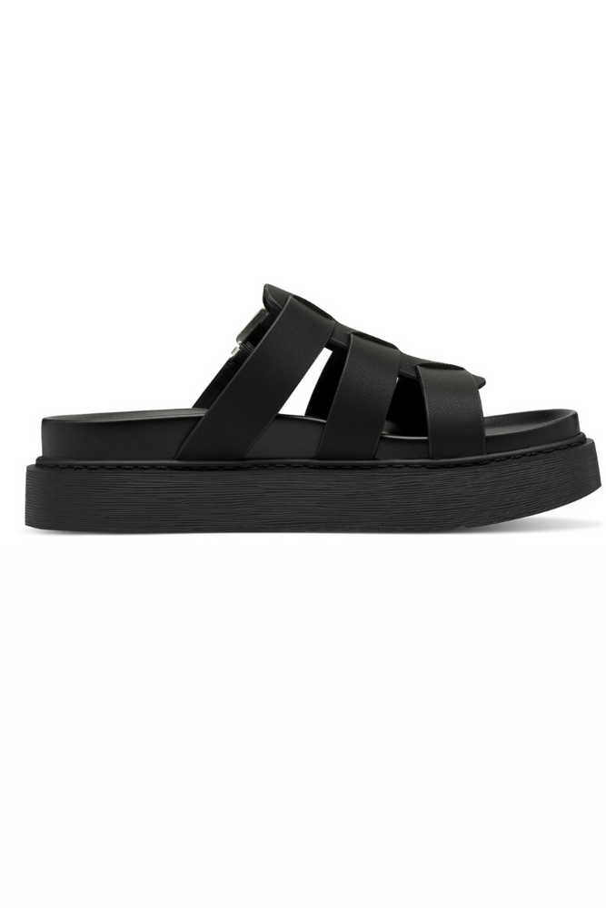 Czarne klapki z paskami na platformie Tamaris