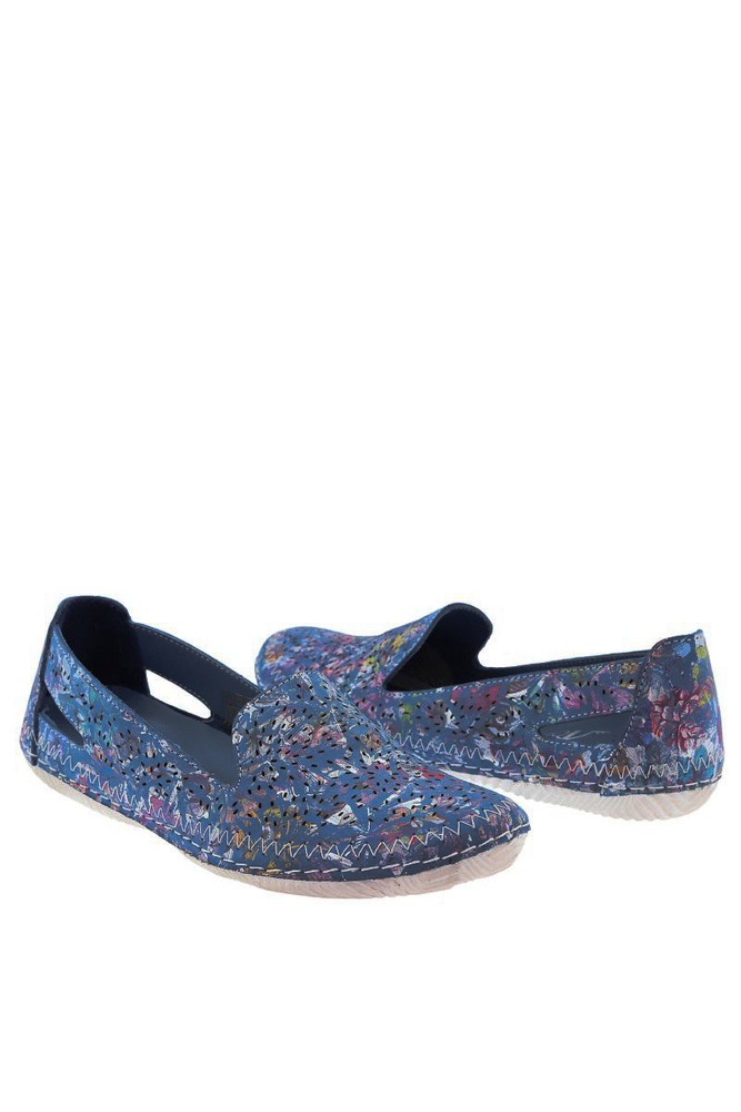 Сині ажурні туфлі на зав'язках