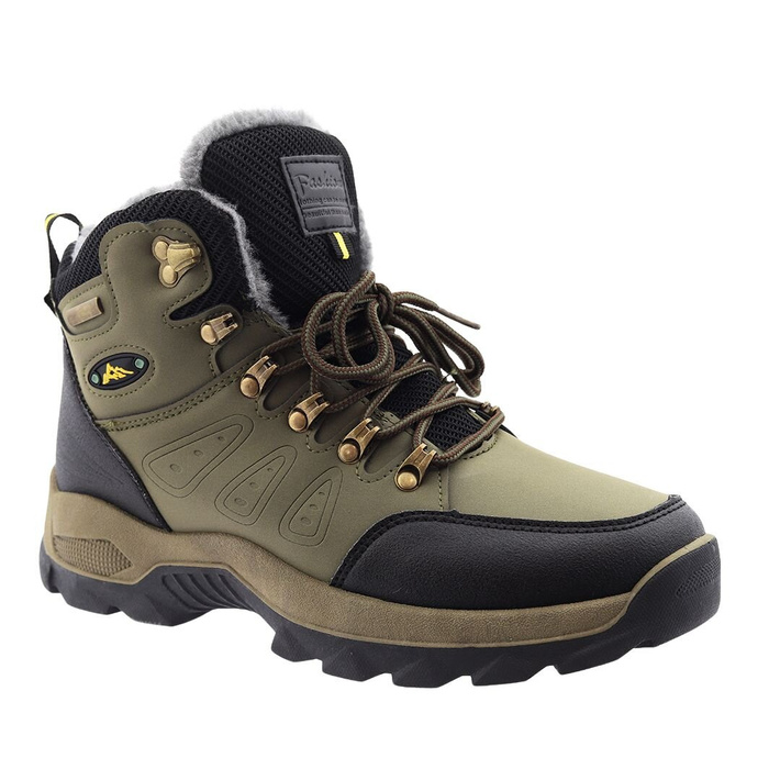 Męskie trekkingi zimowe ocieplane za kostkę zielone