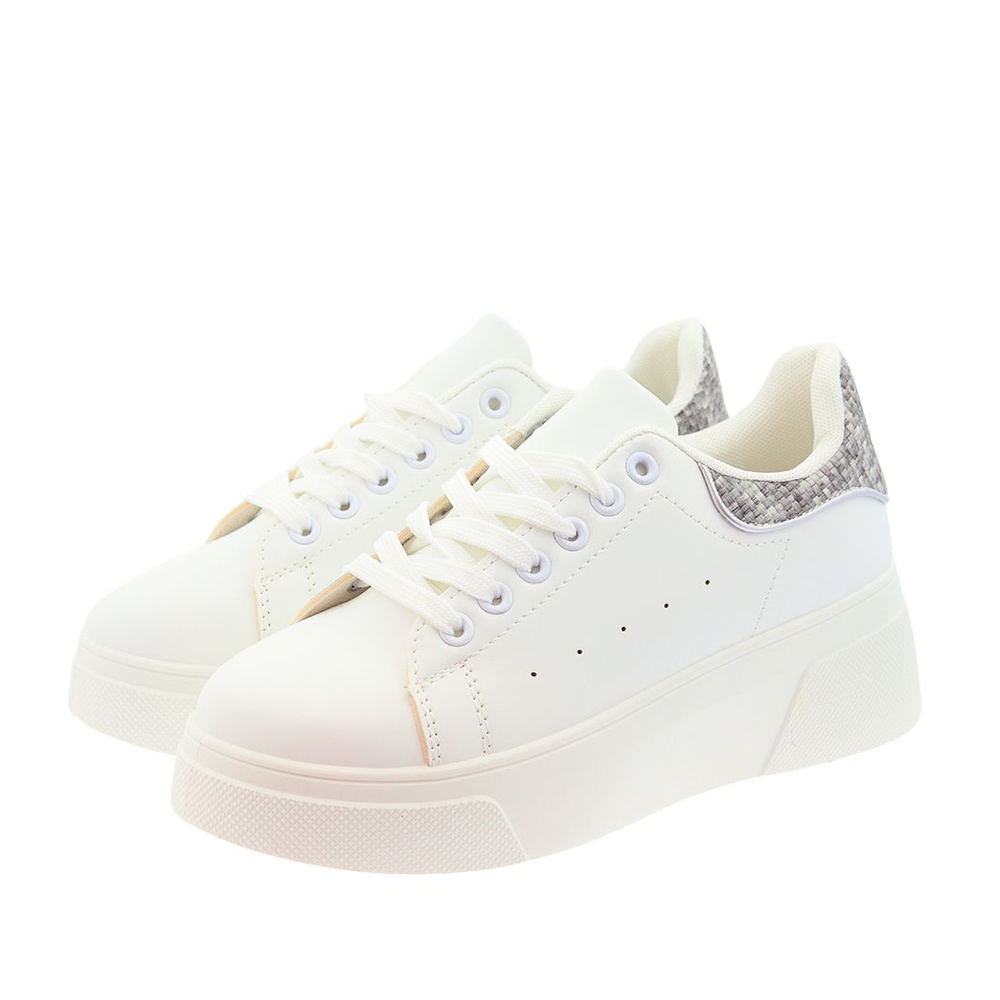 Damskie sneakersy białe na koturnie z platformą