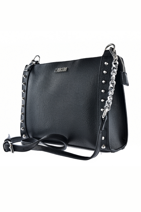 Чорна сумка з декоративними стразами і блискавкою Big Star