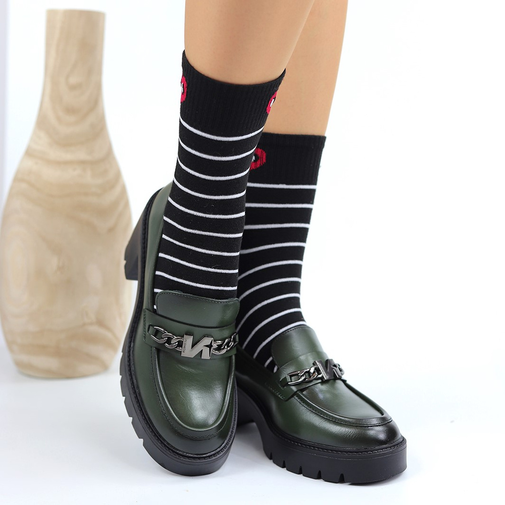 Зелені жіночі мокасини сліпони з колодкою і платформою 