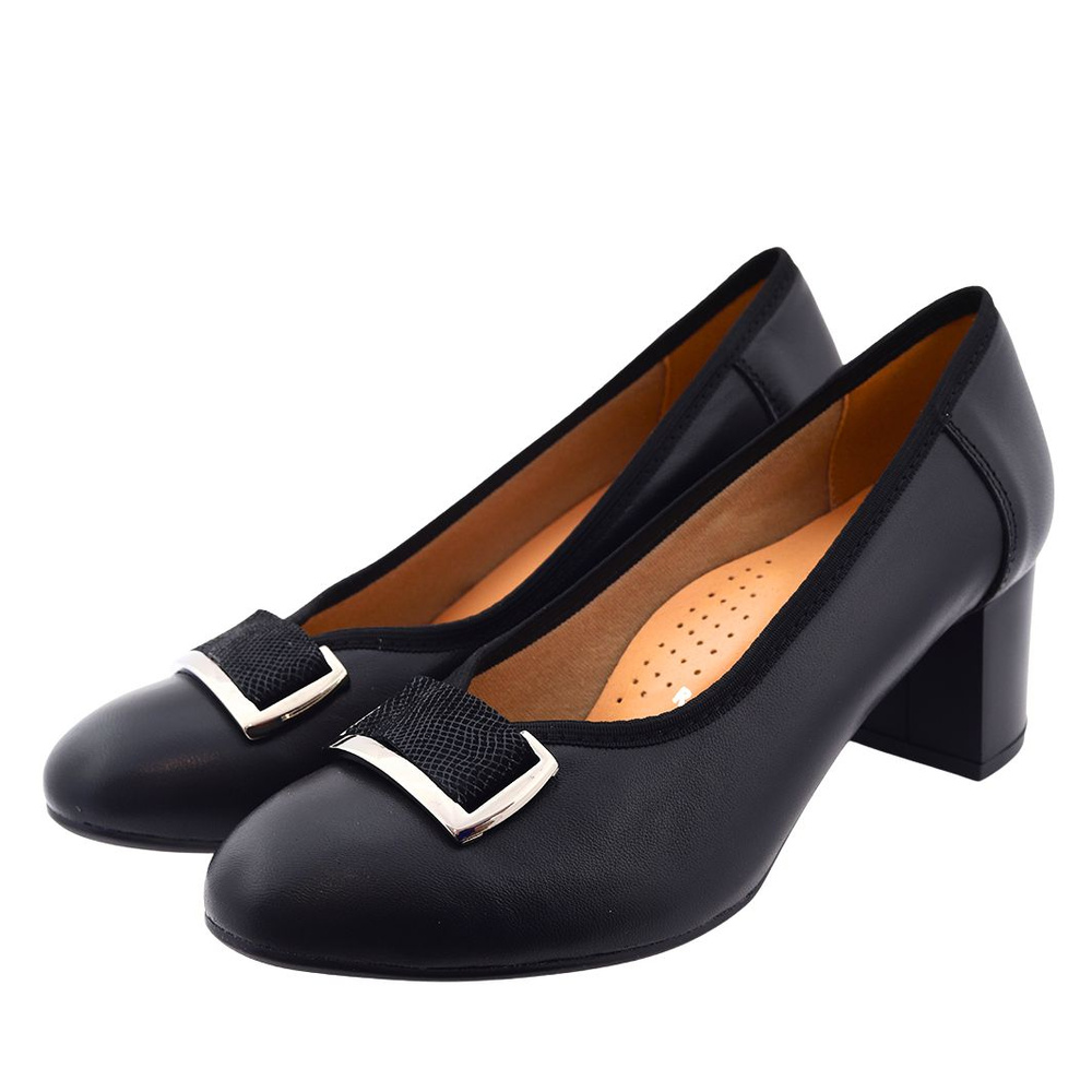 Човники шкіряні з пряжкою на колодці, чорні Галант