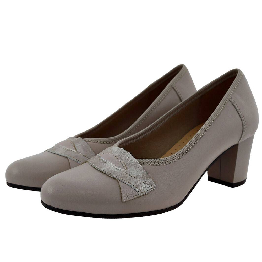 Бежеві шкіряні жіночі туфлі Galant на високих підборах