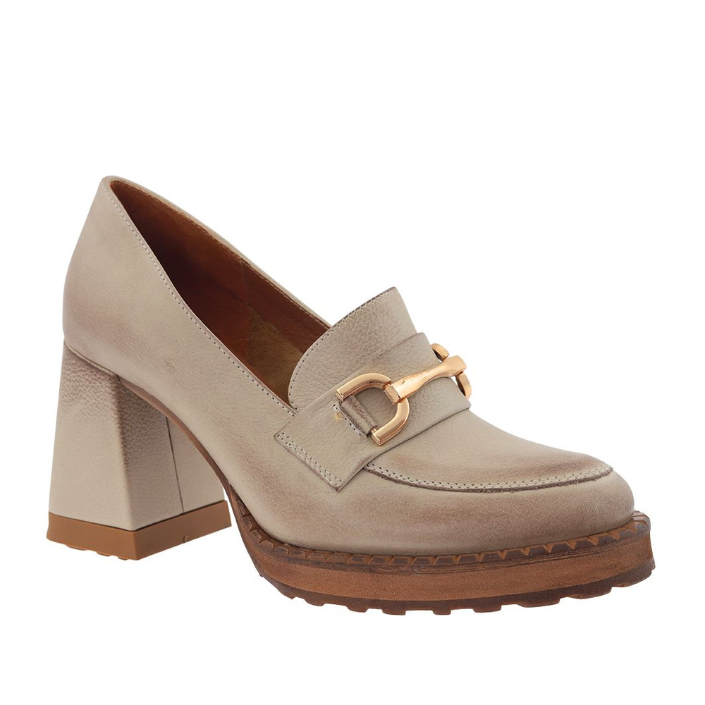 Бежеві шкіряні туфлі на високому каблуці Exquisite