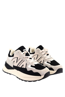 Sneakersy damskie na platformie biało czarne sznurowane