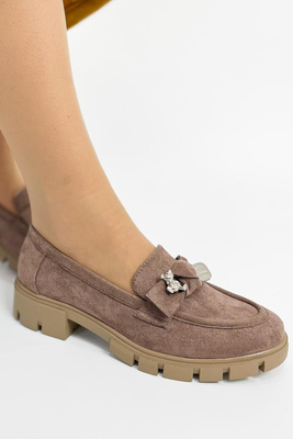 Жіночі коричневі замшеві лофери на платформі, сліпони