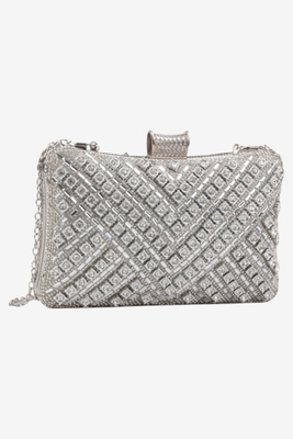 Kopertówka wizytowa z cyrkoniami na ramię z biglem srebrna